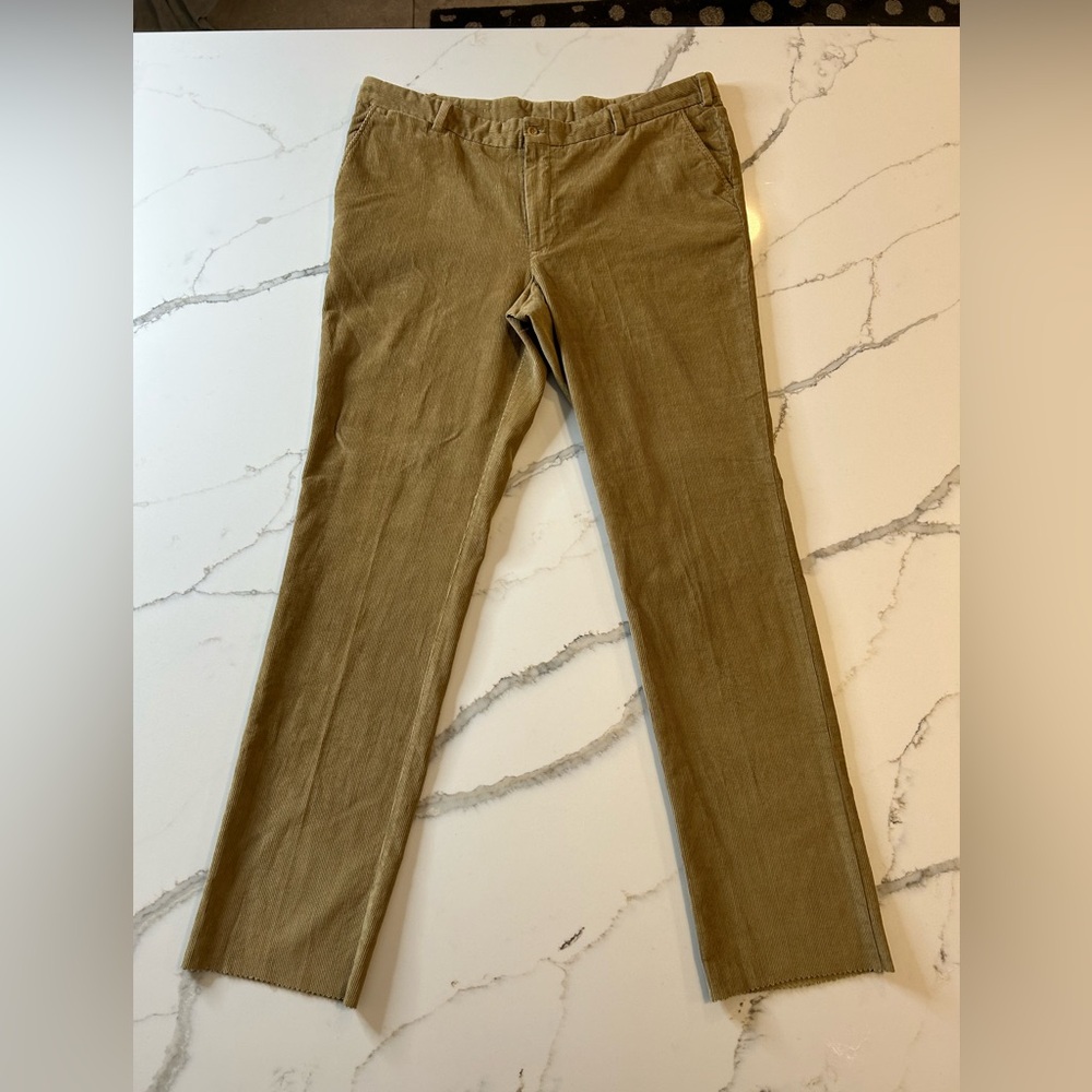 Bills Khakis Model 3 Plain Front Trim Fit Tan Corduroy Pants Size 46 NEW